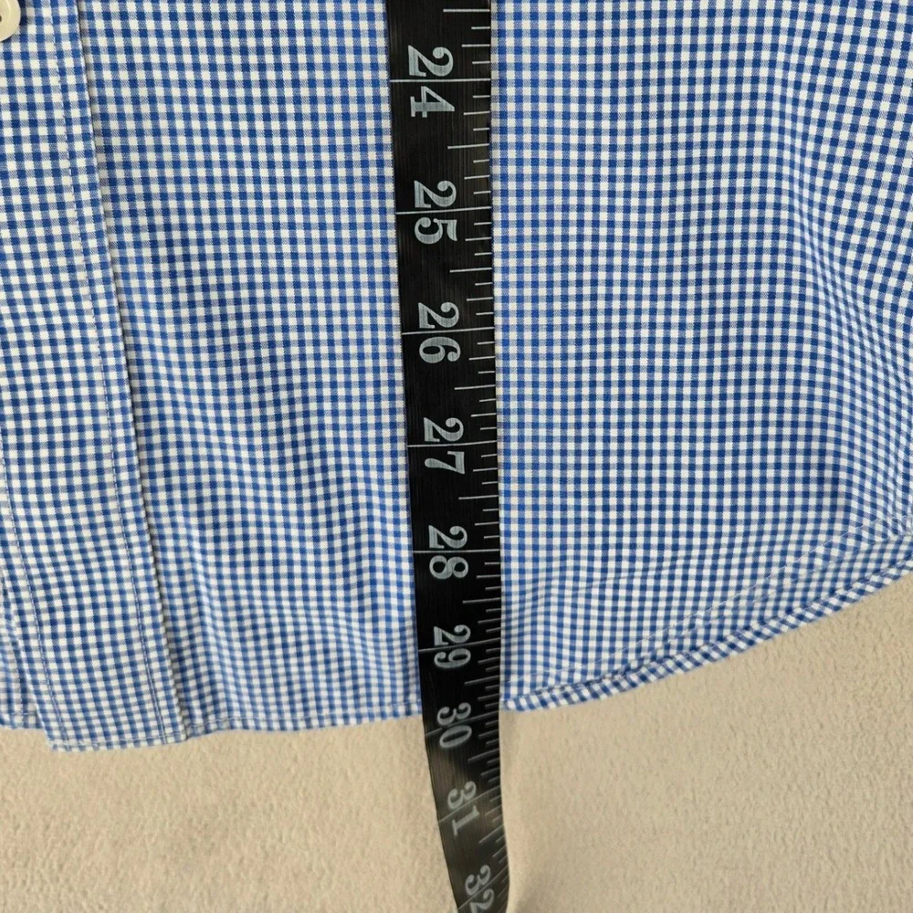 J. Crew Mens M 15-15.5 Thompson Blue Gingham Button Down Flex Wrinkle Free Shirt